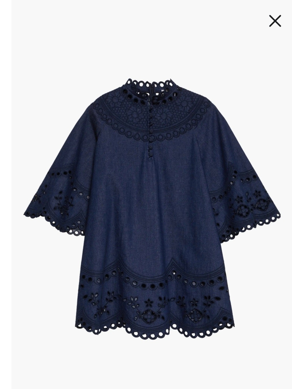 Zimmermann Ink Denim Broderie Top - Dark Blue